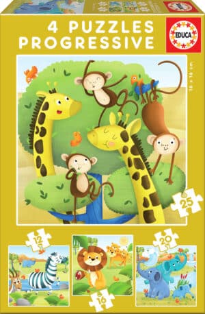 4 פאזלים בקופ' - חיות בר