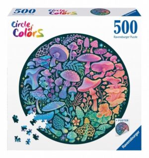 פאזל 500 חל' - עגול - פטריות בצבעים