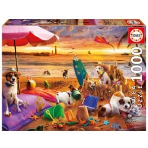 פאזל 1000 חל' - כלבים משחקים בחוף