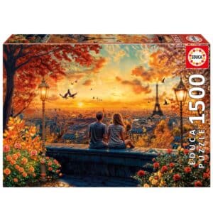פאזל 1500 חל' - מאוהבים מול השקיעה בפריז